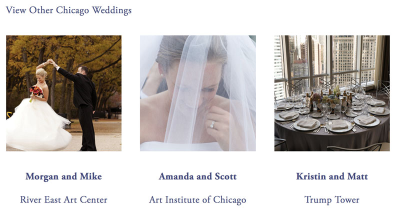 Internal linking to related weddings