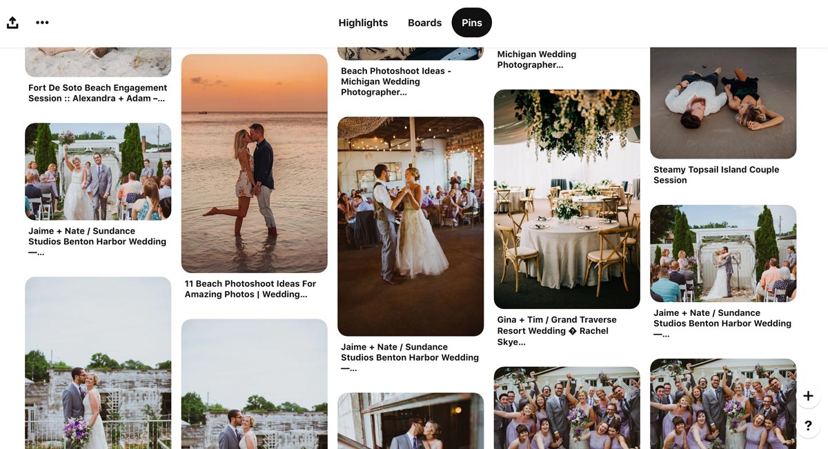 Pinterest with keywords by wedding photographer