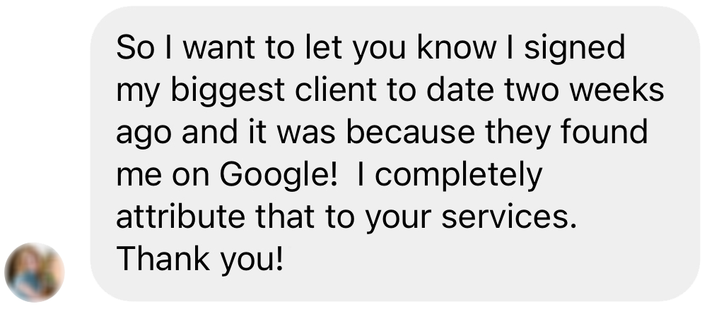 Danielle books her biggest client with SEO