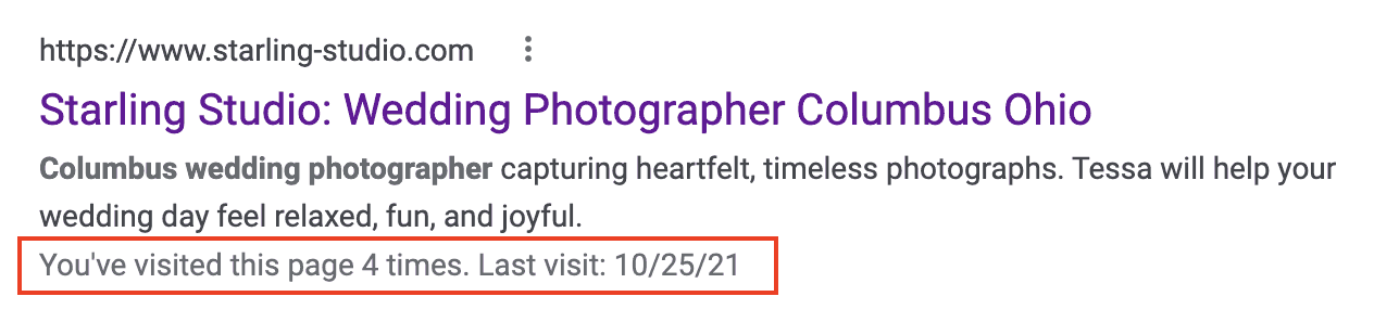 Page visited before showing in the Google search results