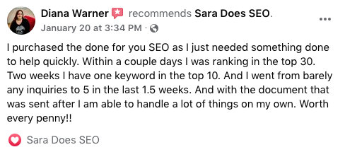 Diana's review of the SEO Fix