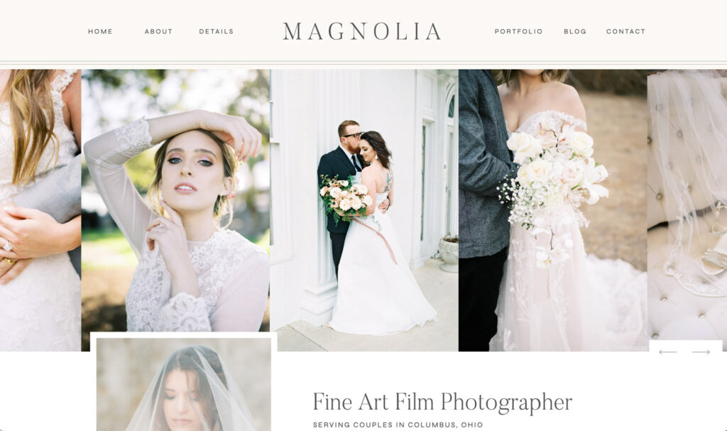 Showit website template for wedding photographers