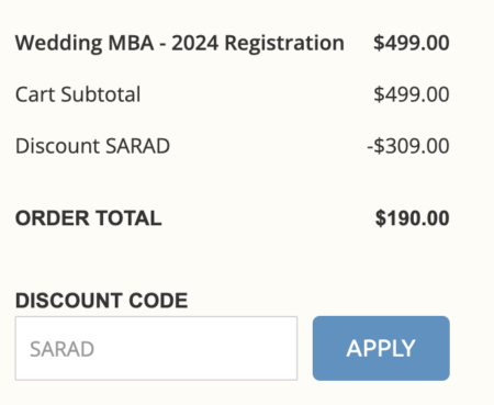 Wedding MBA coupon code