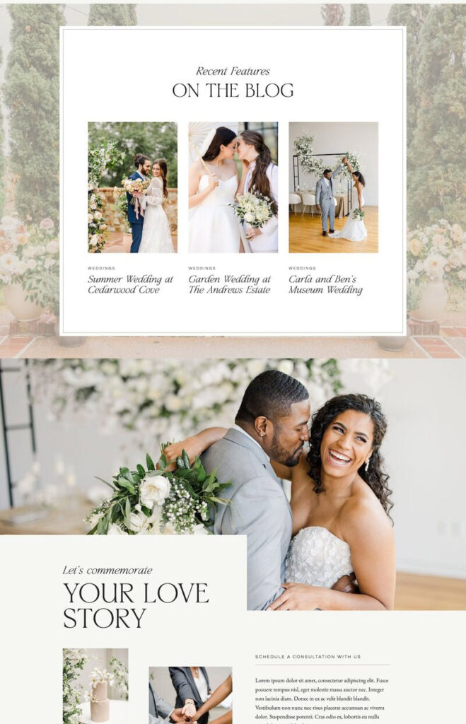 wedding photography website template
