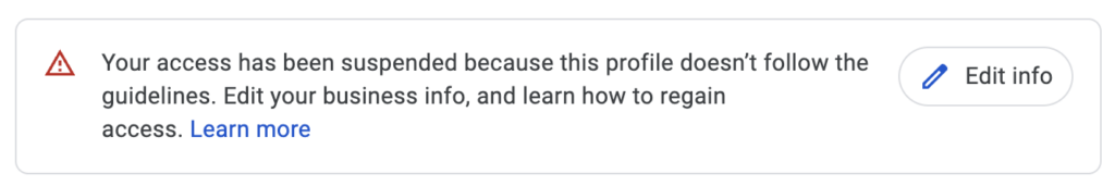 Google Business Profile suspension alert